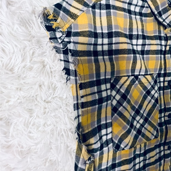 Forever21 Men Plaid Sleeveless Button down Shirt Top Medium - Picture 5 of 6